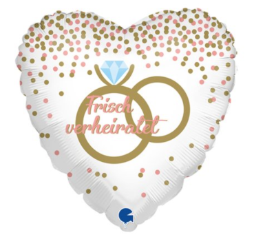 Folienballon - Frisch verheiratet, Ringe - ø 46cm